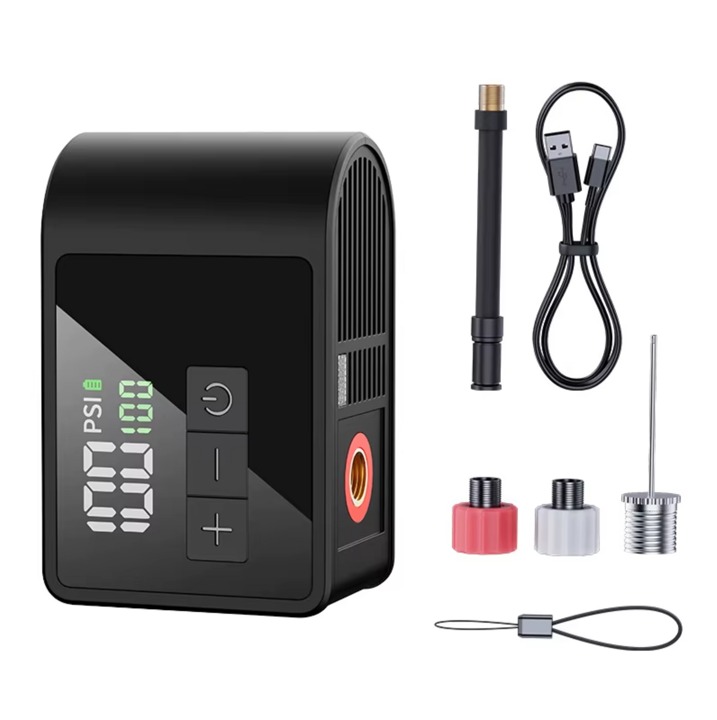 Mini Pompe à Vélo Mini compresseur avec indicateur de pression - BikeFlow- Électrique Portable Rechargeable – 120 PSI, Type-C, Écran LCD, Compatible Presta & Schrader