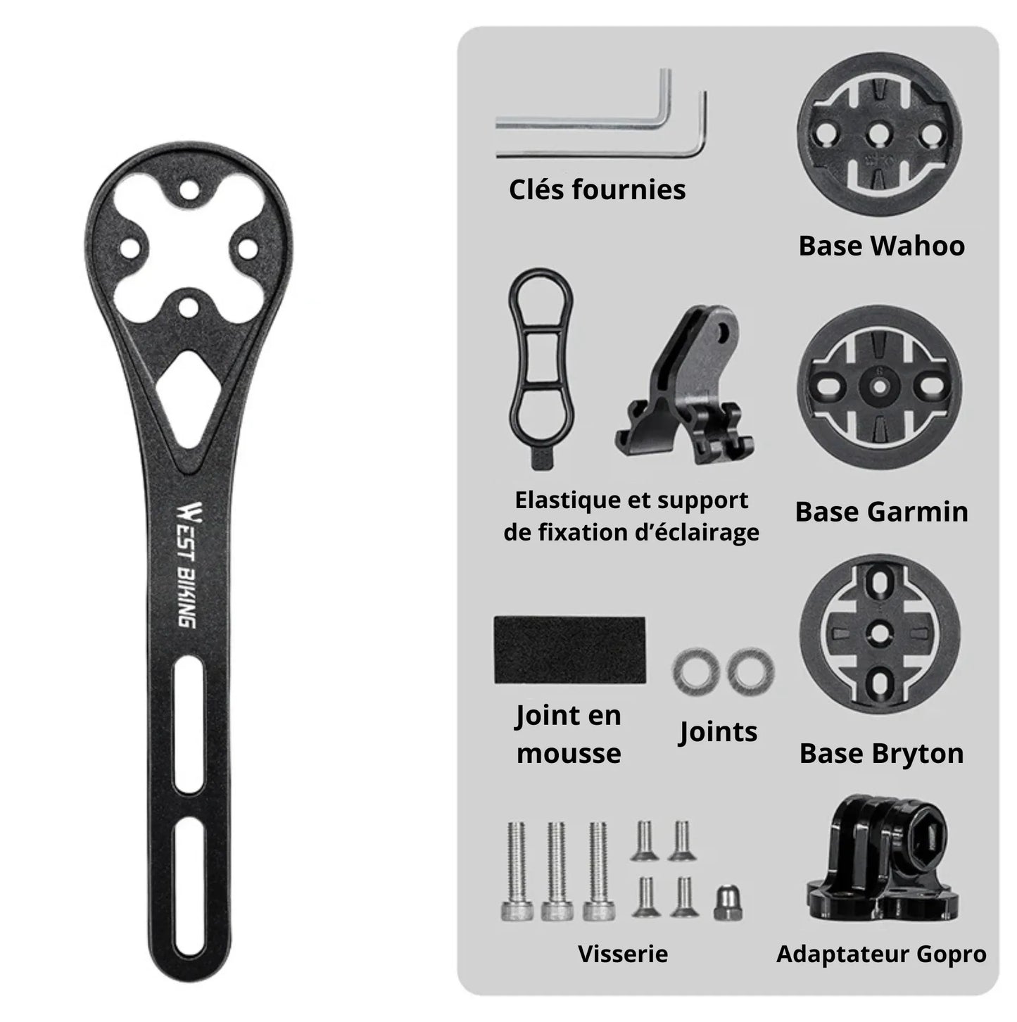 Support compteur Garmin/Bryton/Wahoo pour cintres aérodynamiques – Fixation sous cintre