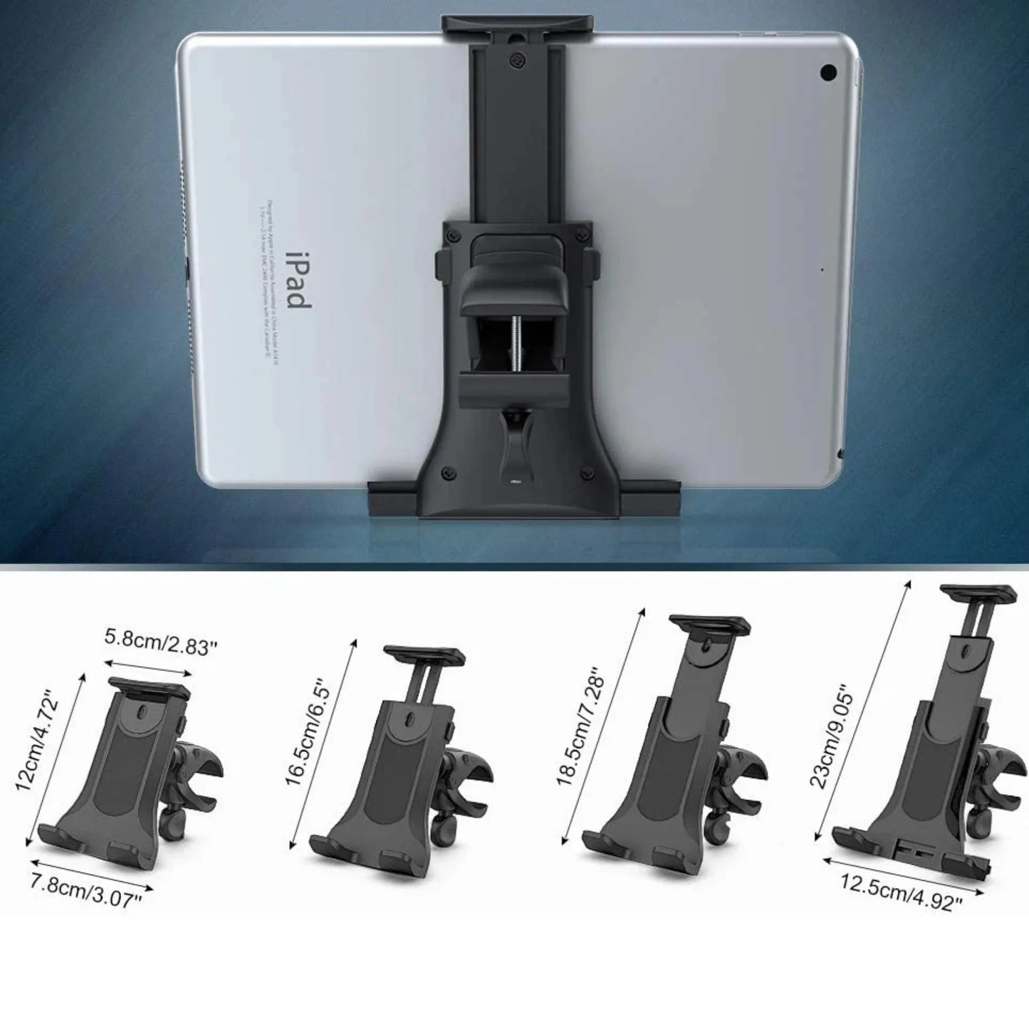 Support vélo pour tablette et smartphone – Guidon 18 à 50 mm, rotation 360°