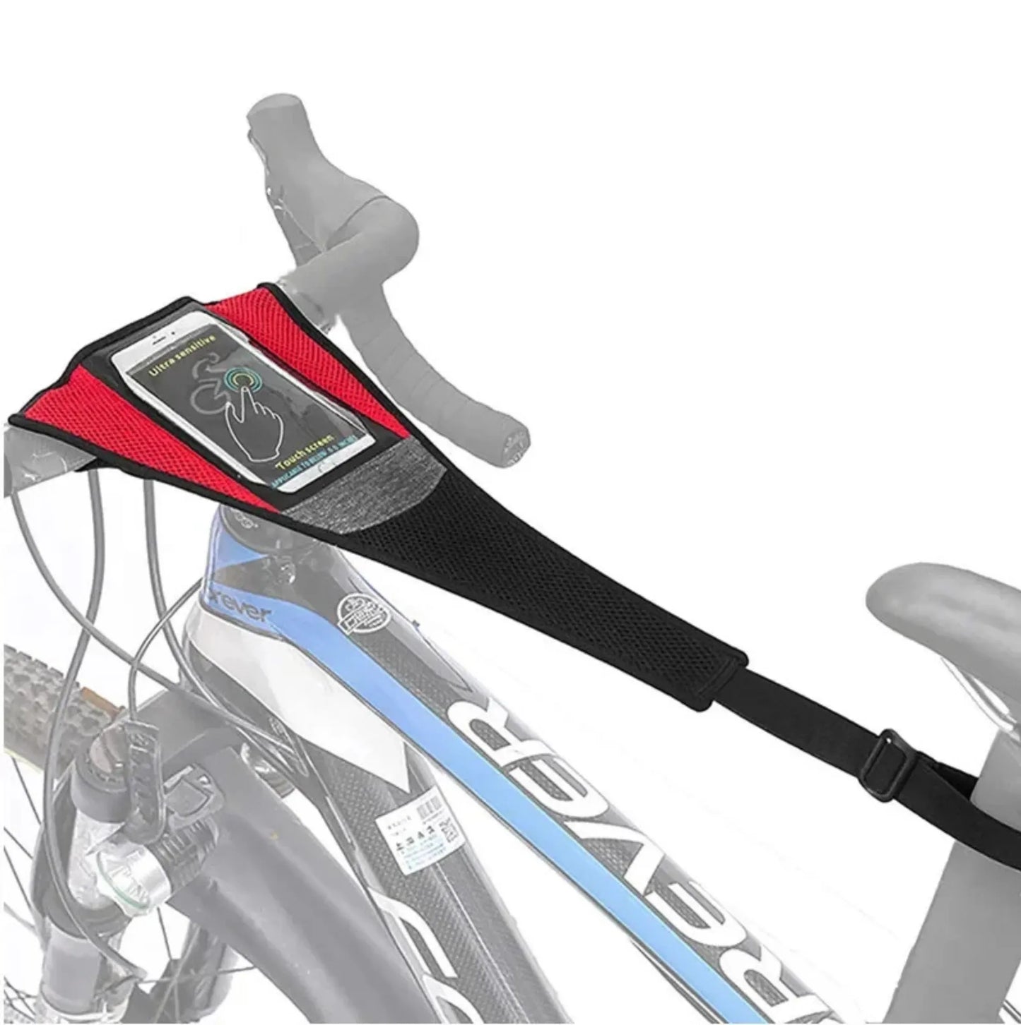 Toile anti-transpiration vélo avec housse téléphone – Protection cadre et entraînement indoor