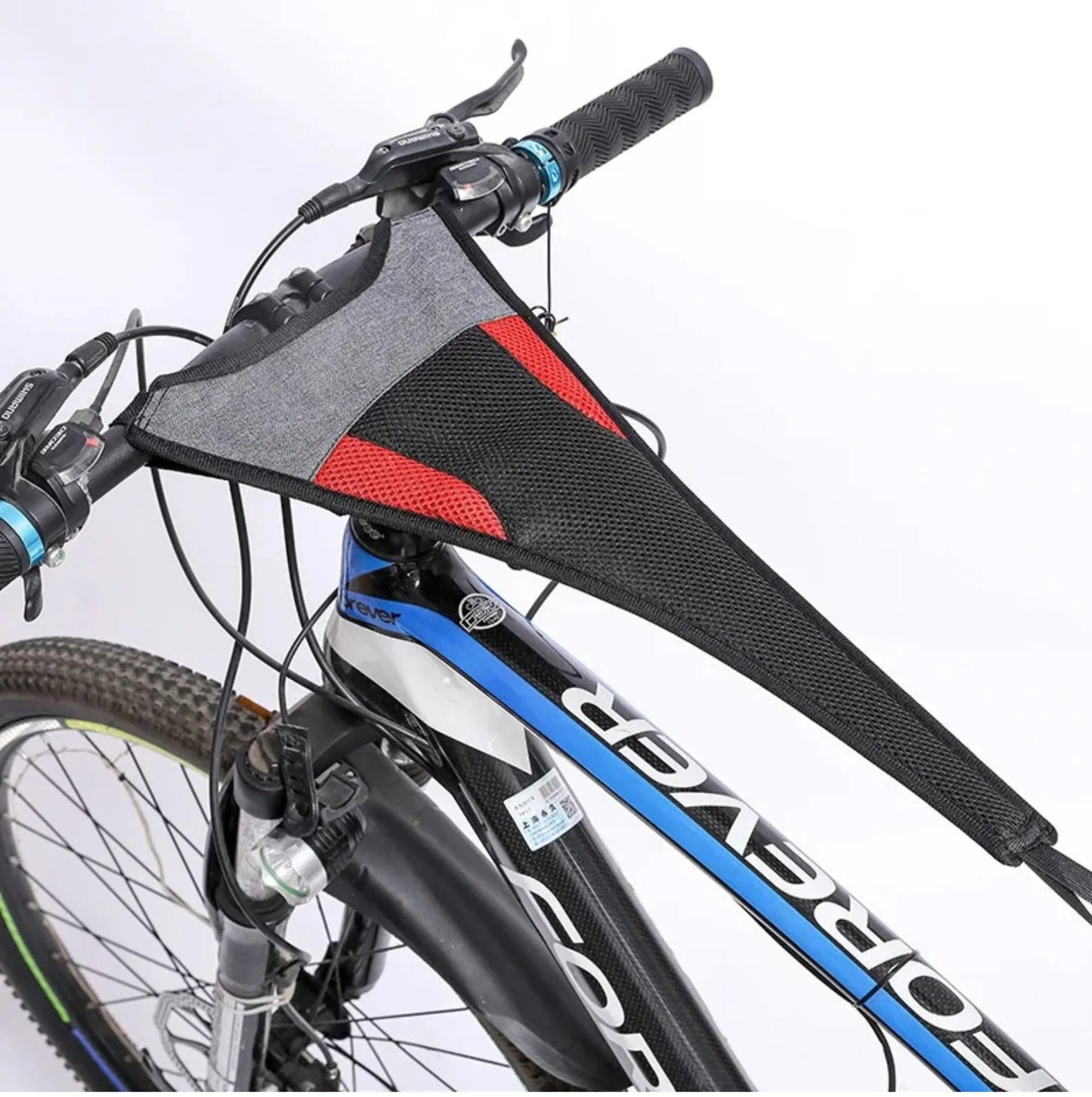Toile anti-transpiration vélo avec housse téléphone – Protection cadre et entraînement indoor