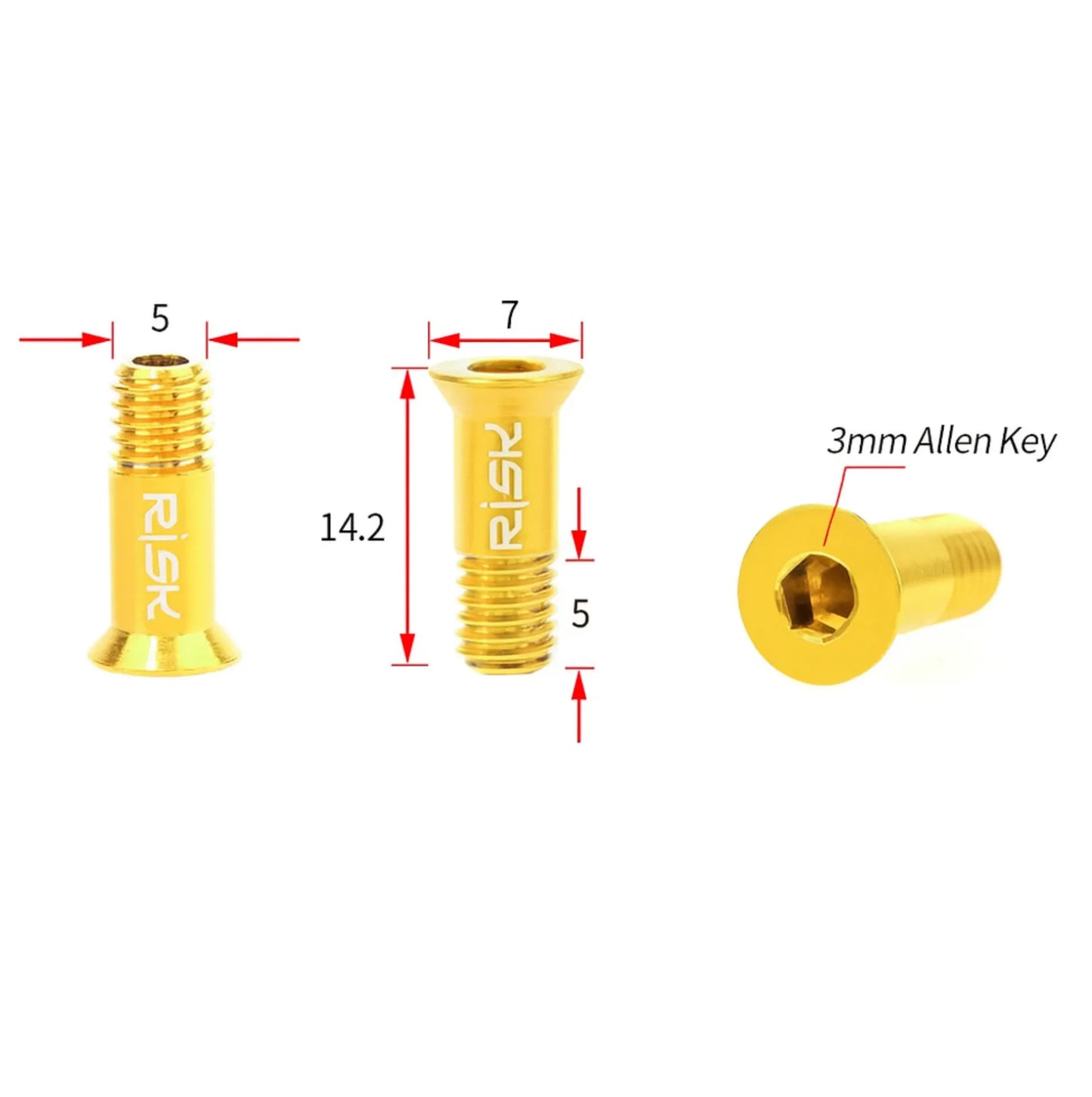 Vis de fixation galet de dérailleur arrière – Titane M5×14,2 mm Doré
