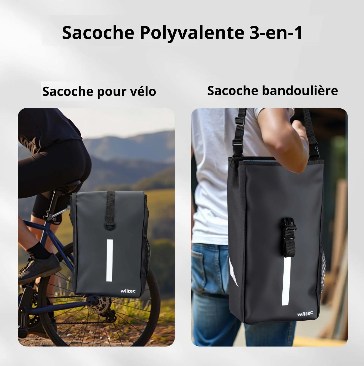 Sacoche porte-bagages 16 L Wiltec – Étanche, compacte et facile à transporter