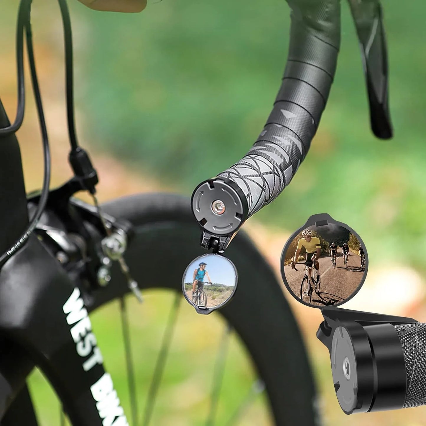 Embout de guidon Rétroviseur de vélo – Miroir convexe HD – Rotation 360°