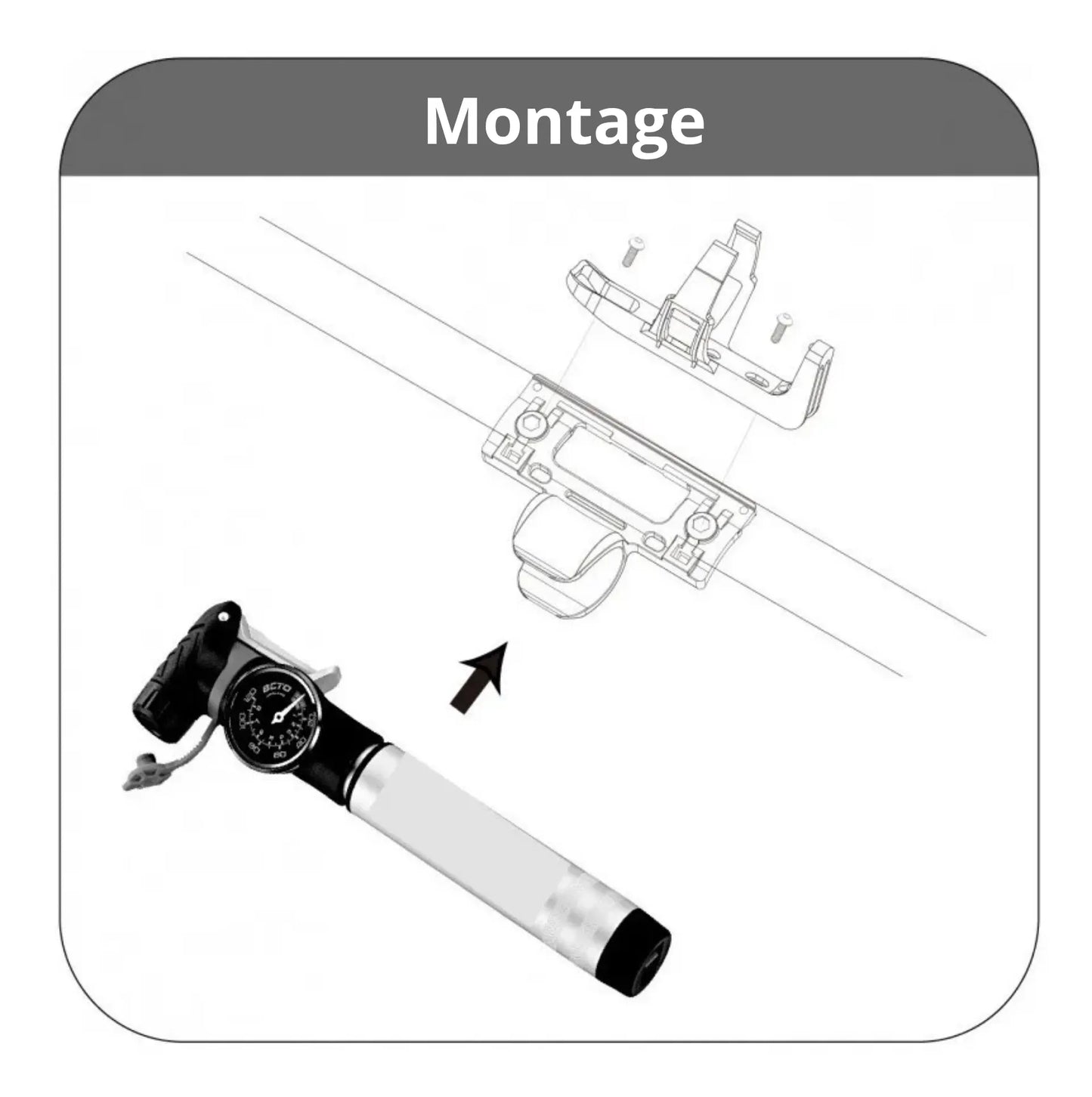 Mini pompe à vélo BETO CRH-030PG – Manomètre intégré – Double valve Presta/Schrader – 120 PSI