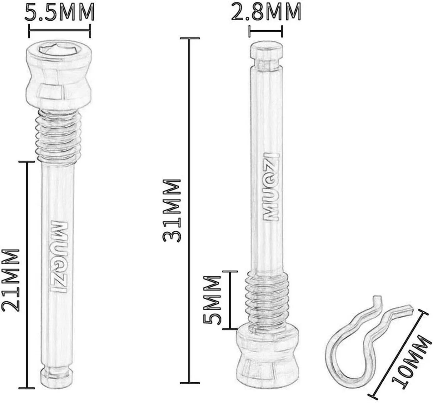 Vis étrier de frein à disque – Titane M4×26 mm – Doré – 2 pièces + clips – Route & VTT