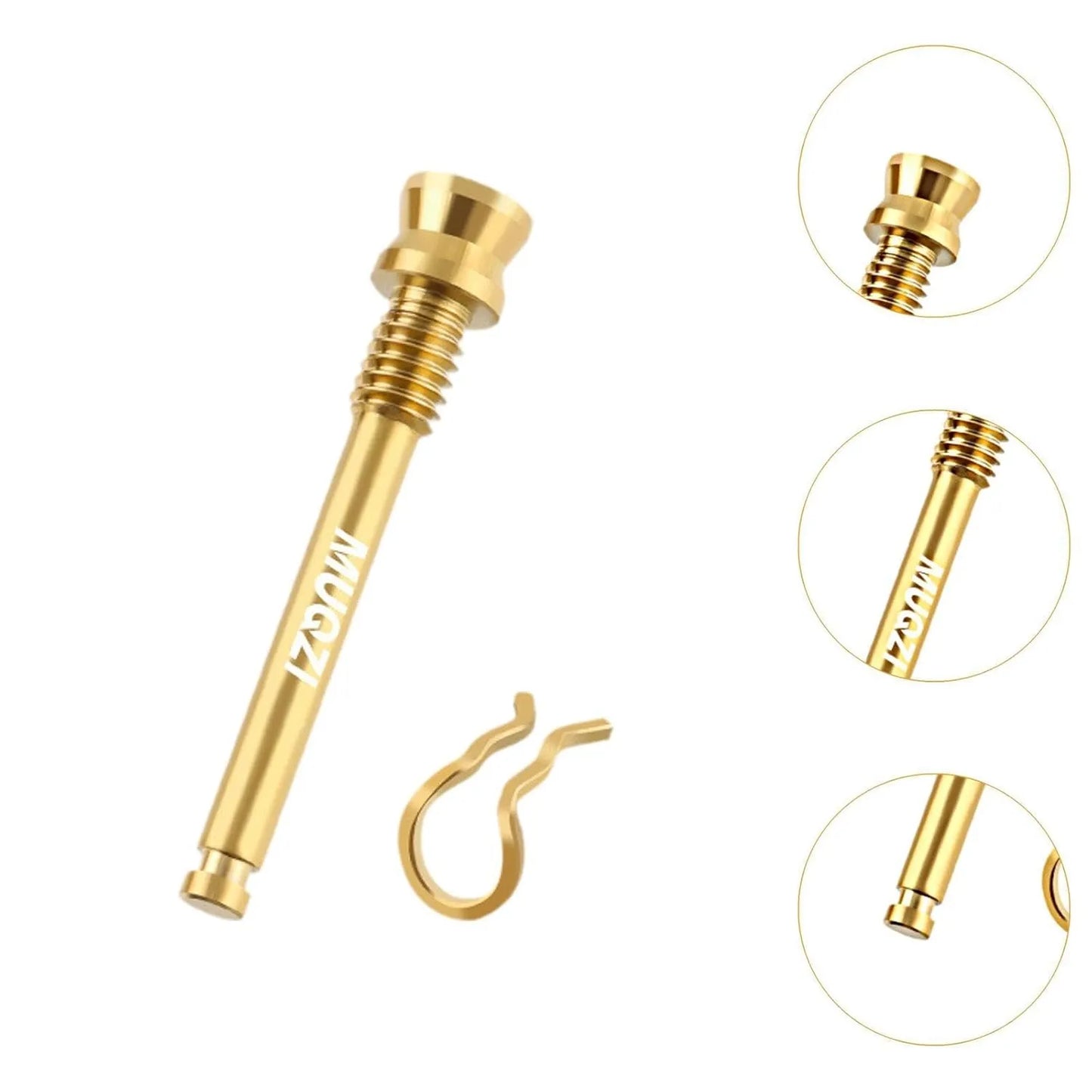 Vis étrier de frein à disque – Titane M4×26 mm – Doré – 2 pièces + clips – Route & VTT