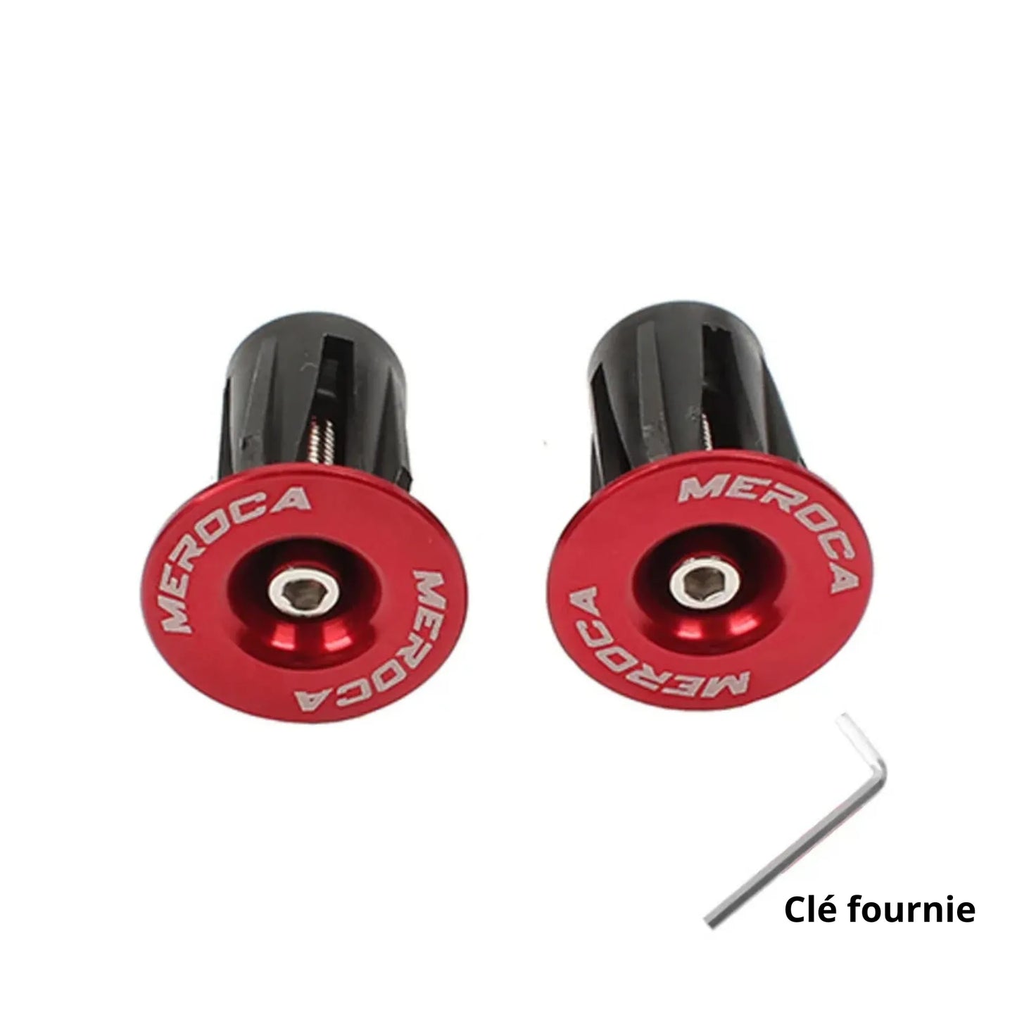 Bouchons de cintre vélo – Alliage AL6061 – 22 à 24 mm – Vis M4 – Rouge – 19 g/paire