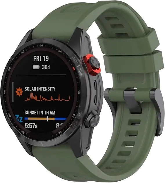 Bracelet de montre en silicone – 20mm / 22mm / 26mm – Compatible Garmin et COROS - Kaki
