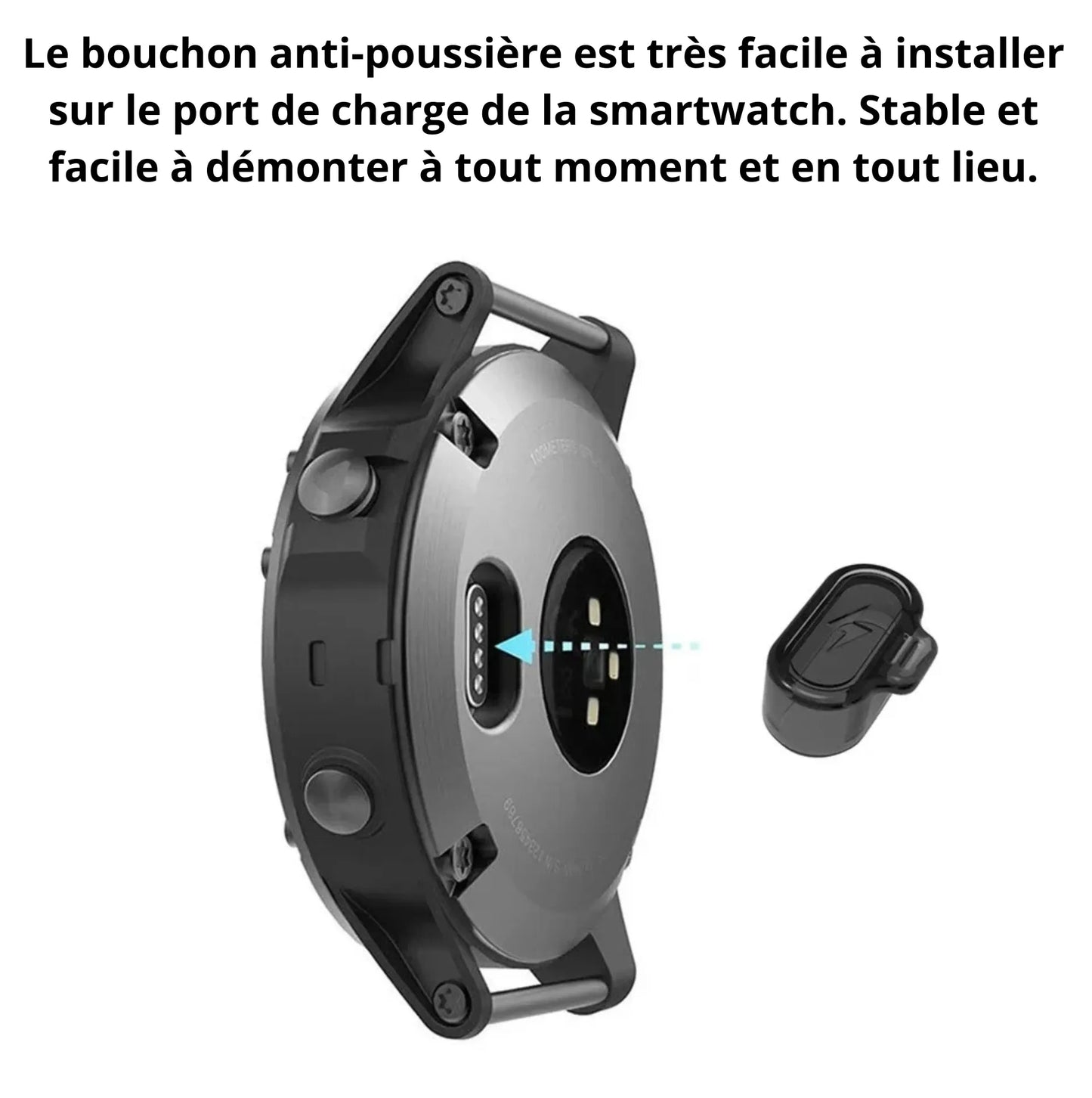 Capuchon anti-poussière pour port de charge Garmin – TPU transparent – Compatible Forerunner, Fenix, Venu, Instinct
