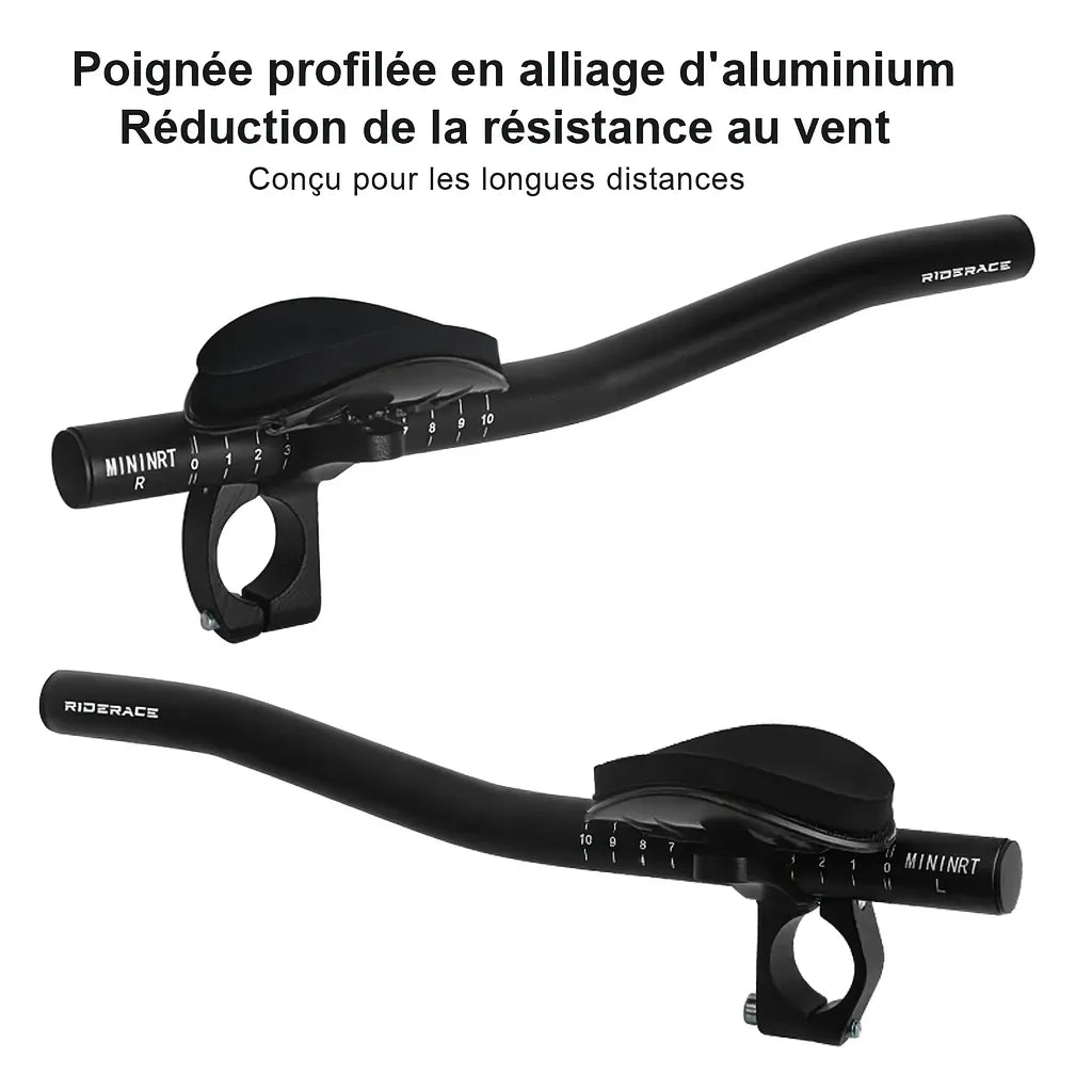 Barres aérodynamiques Triathlon Riderace – Repose-bras TT pour vélo route/VTT – Alliage d'aluminium – 25,4 à 31,8 mm