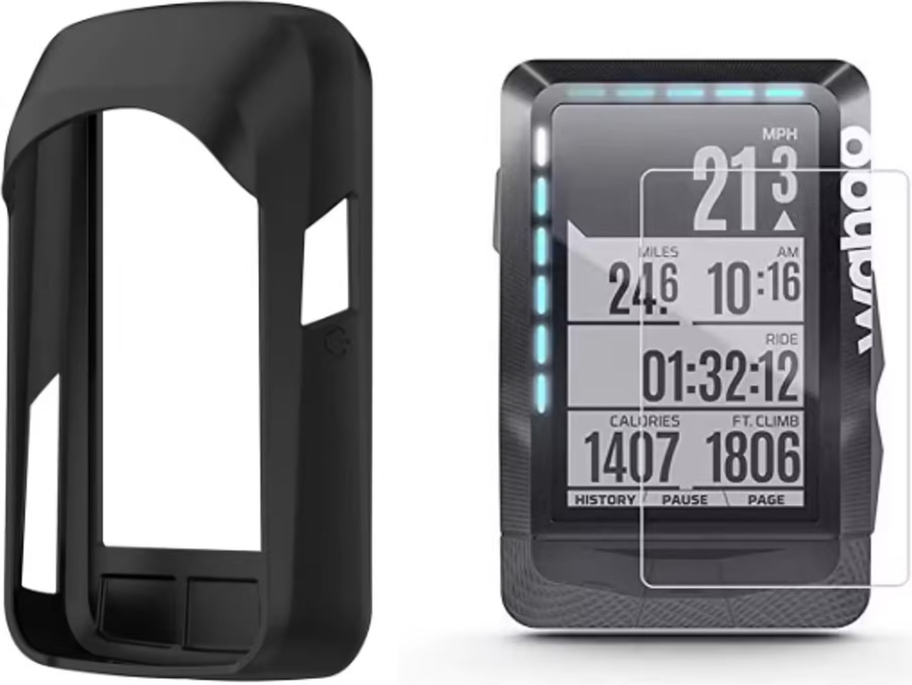 Ecran de protection en verre trempé et Housse de protection silicone pour Wahoo Fitness Element ROAM 2