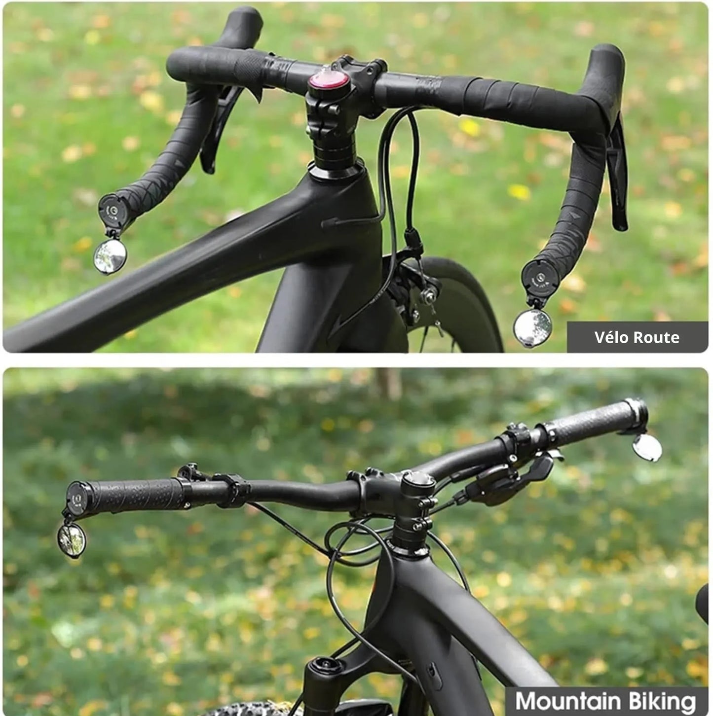 Embout de guidon Rétroviseur de vélo – Miroir convexe HD – Rotation 360°