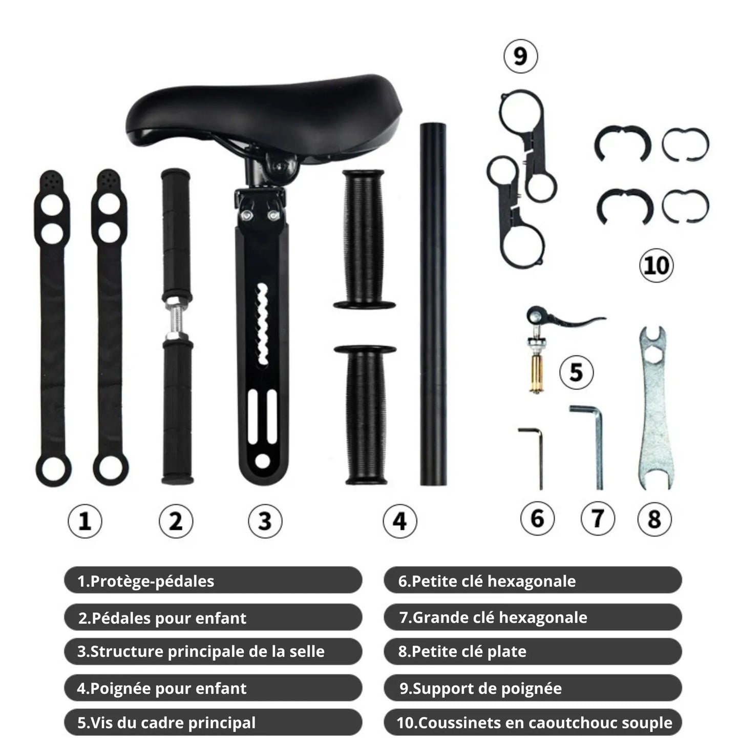Selle avant pour enfant avec pédales et poignées
