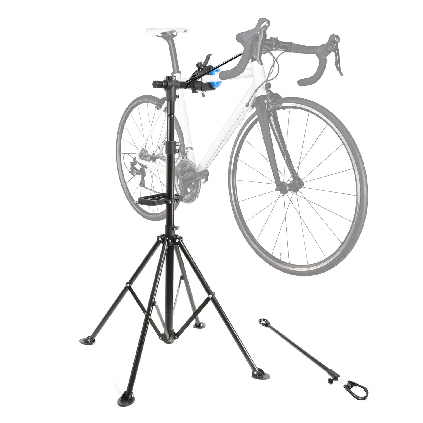 Pied d’atelier pour vélos et VAE – hauteur réglable 102-178 cm – capacité max. 30 kg – pivotant 360° – Support de montage réparation vélo Bikeflow