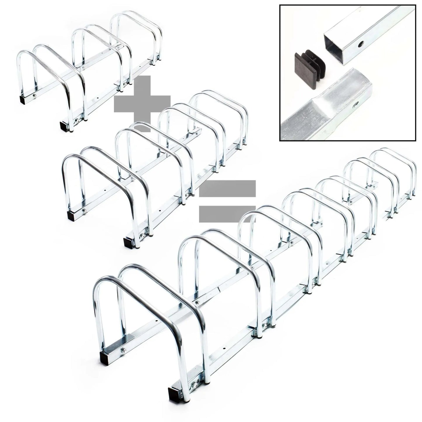 Râtelier pour 3 vélos - Extensible, Montage au sol, Support bicyclette en acier galvanisé A3