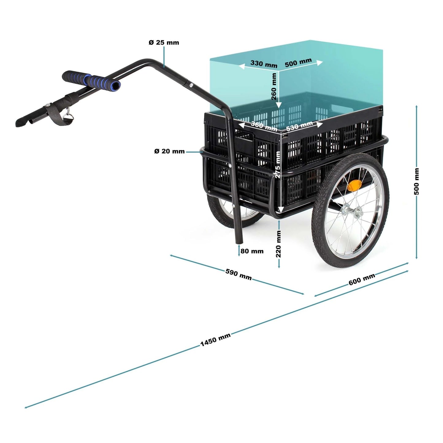 Remorque pour vélo 50 kg max- Attelage rapide - Bikeflow