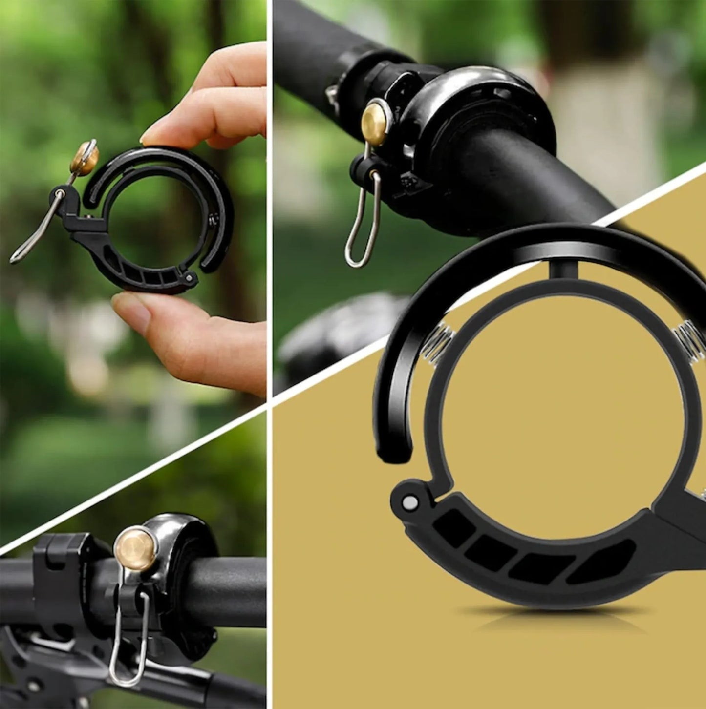 Sonnette de vélo design circulaire en cuivre - Noir