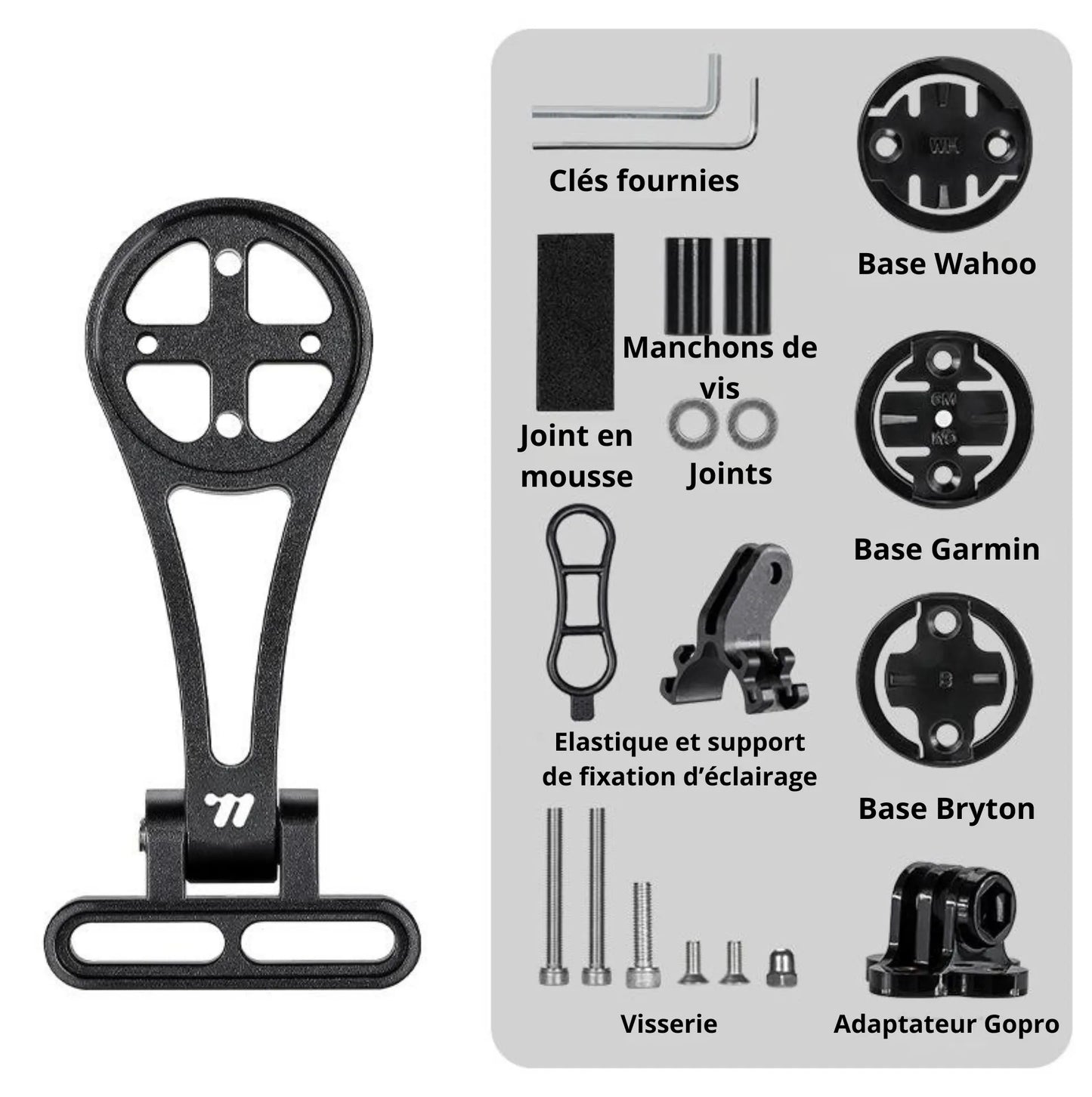 Support compteur vélo West Biking angle réglable à 180° compatible Garmin/Bryton/Wahoo