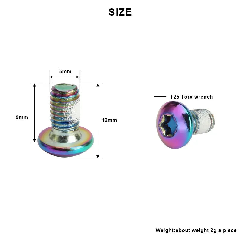 Vis Torx T25 pour disque de frein – Acier inox – M5×9 mm – Multicolore – 12 pièces
