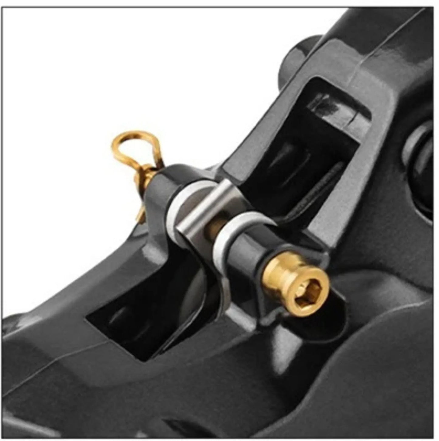 Vis étrier de frein à disque – Titane M4×26 mm – Doré – 2 pièces + clips – Route & VTT