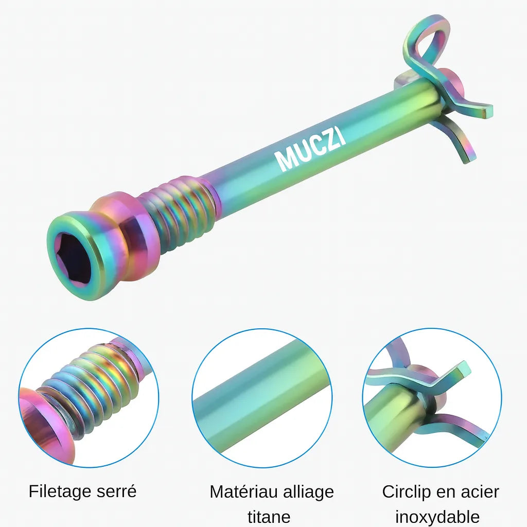 Vis étrier de frein à disque – Titane M4×26 mm – Multicolore – 2 pièces + clips – Route & VTT