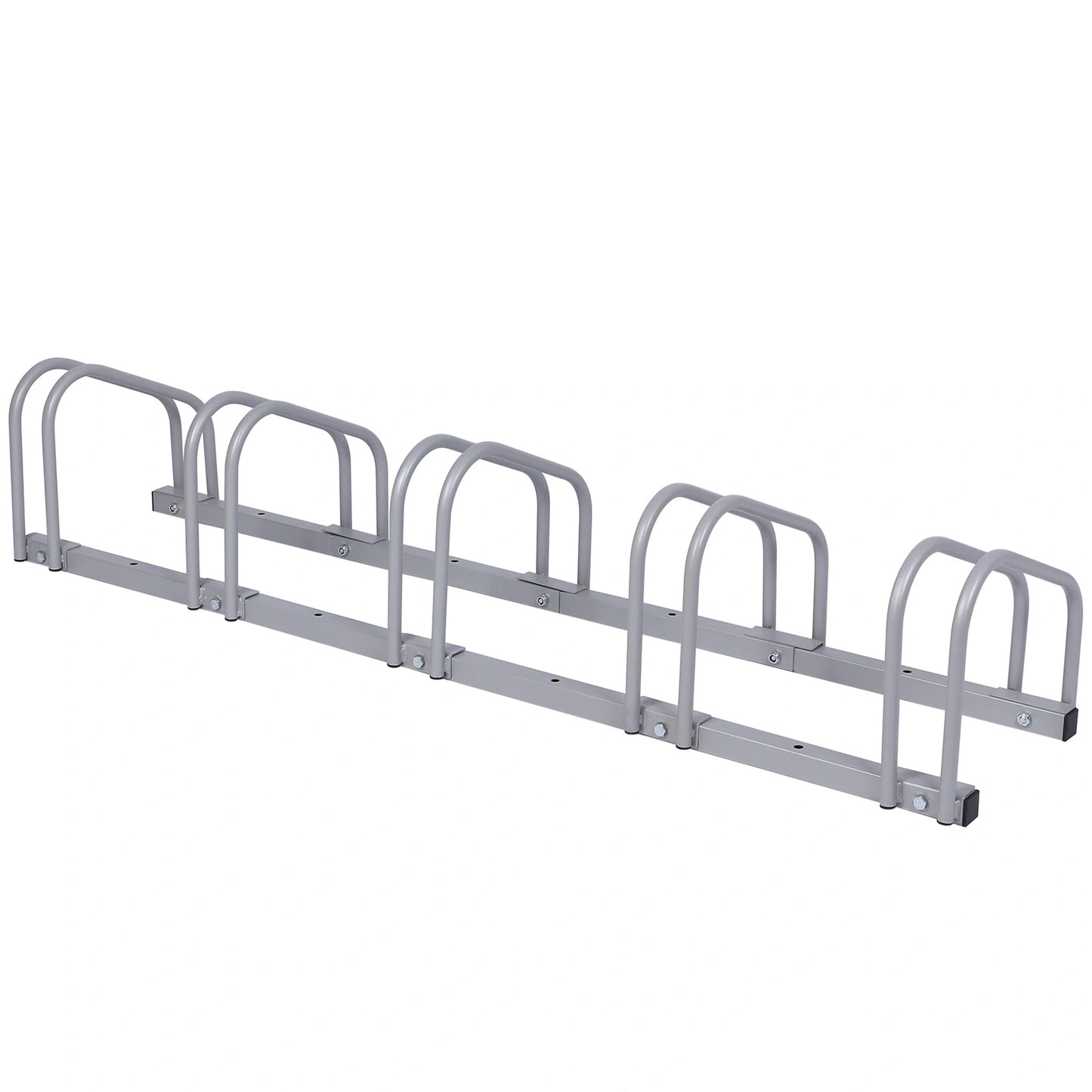 Wiltec Râtelier pour 5 vélos - Extensible, Montage au sol, Support vélos en acier galvanisé A3, Pied béquille de stationnement
