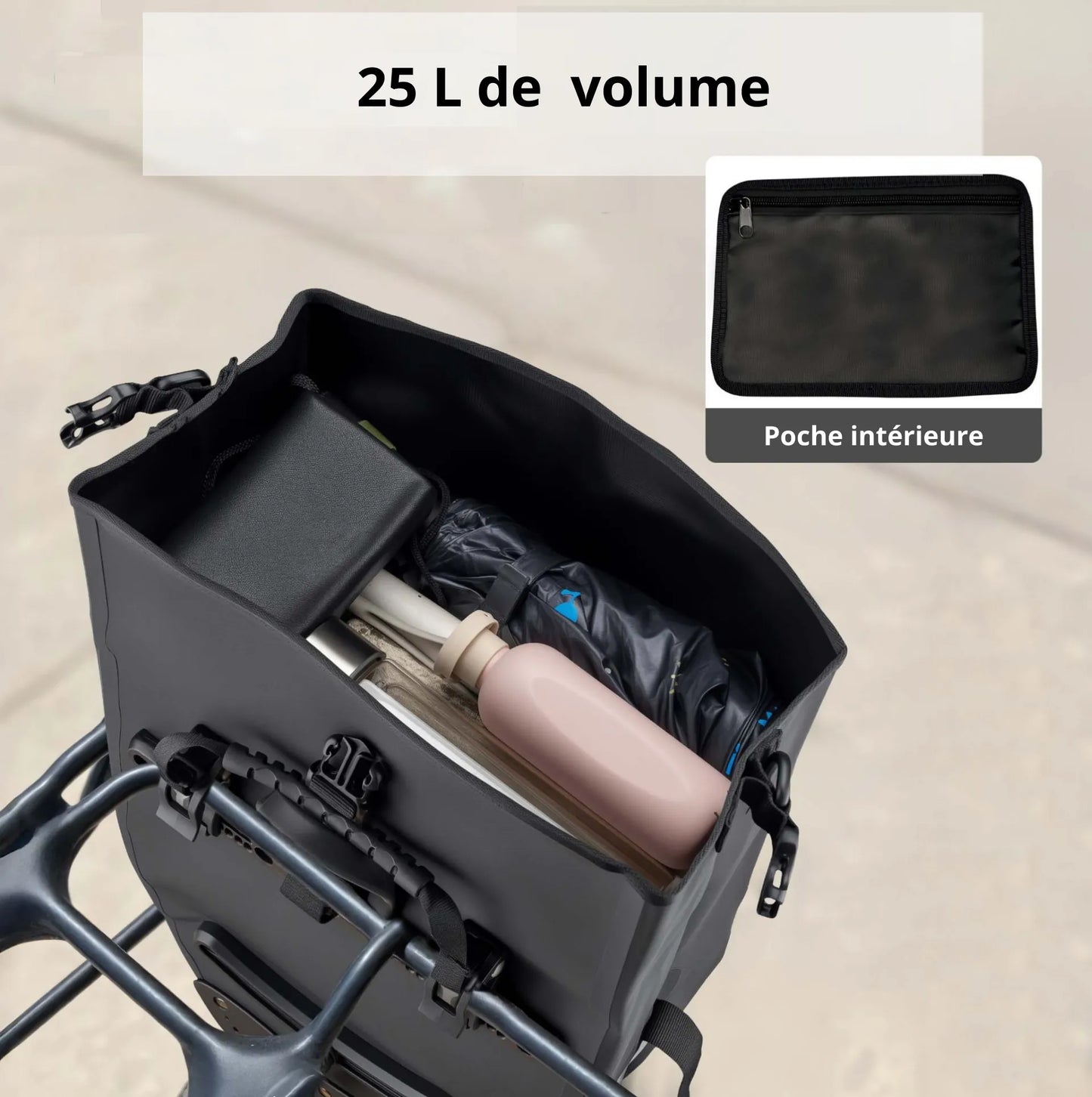 Wiltec Sacoche etanche pour porte-bagages – capacité de 25 L