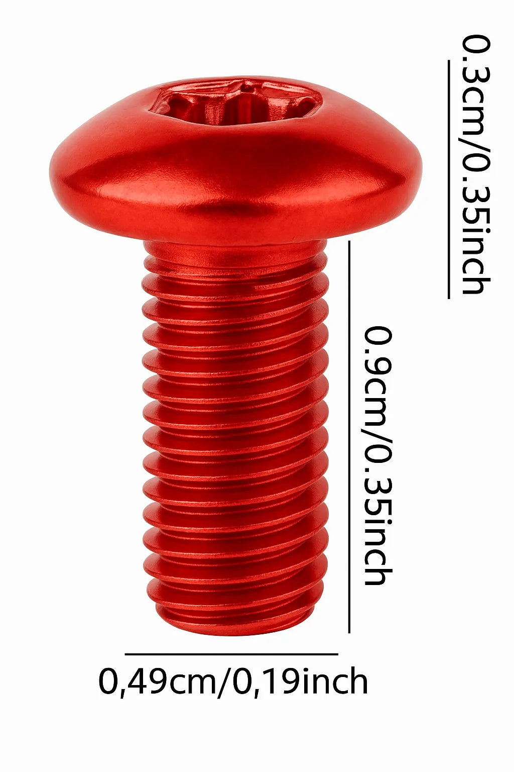 Vis Torx T25 pour disque de frein – Acier inox – M5×9 mm – Rouge – 12 pièces
