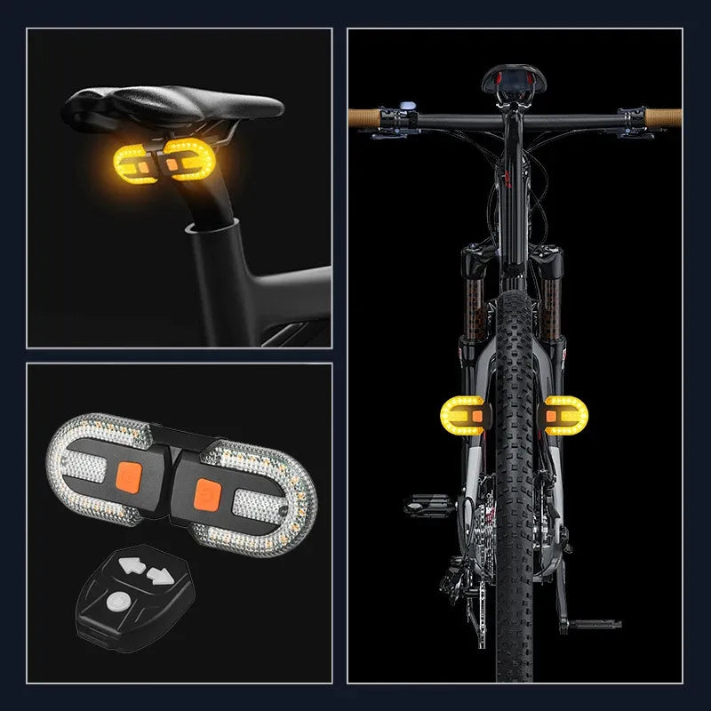 Clignotants vélo LED avec télécommande sans fil – 3 en 1 USB rechargeable