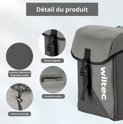 Wiltec Sacoche double étanche pour porte-bagages – capacité de 35 L