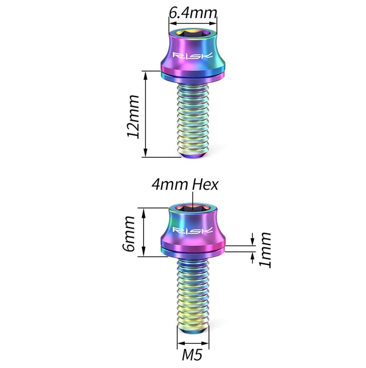 Lot de 2 vis de fixation pour porte-bidon vélo – Titane TC4 M5×12 mm multicolores