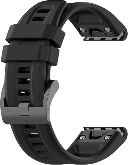 Bracelet de montre en silicone – 20mm / 22mm / 26mm – Compatible Garmin et COROS - Noir