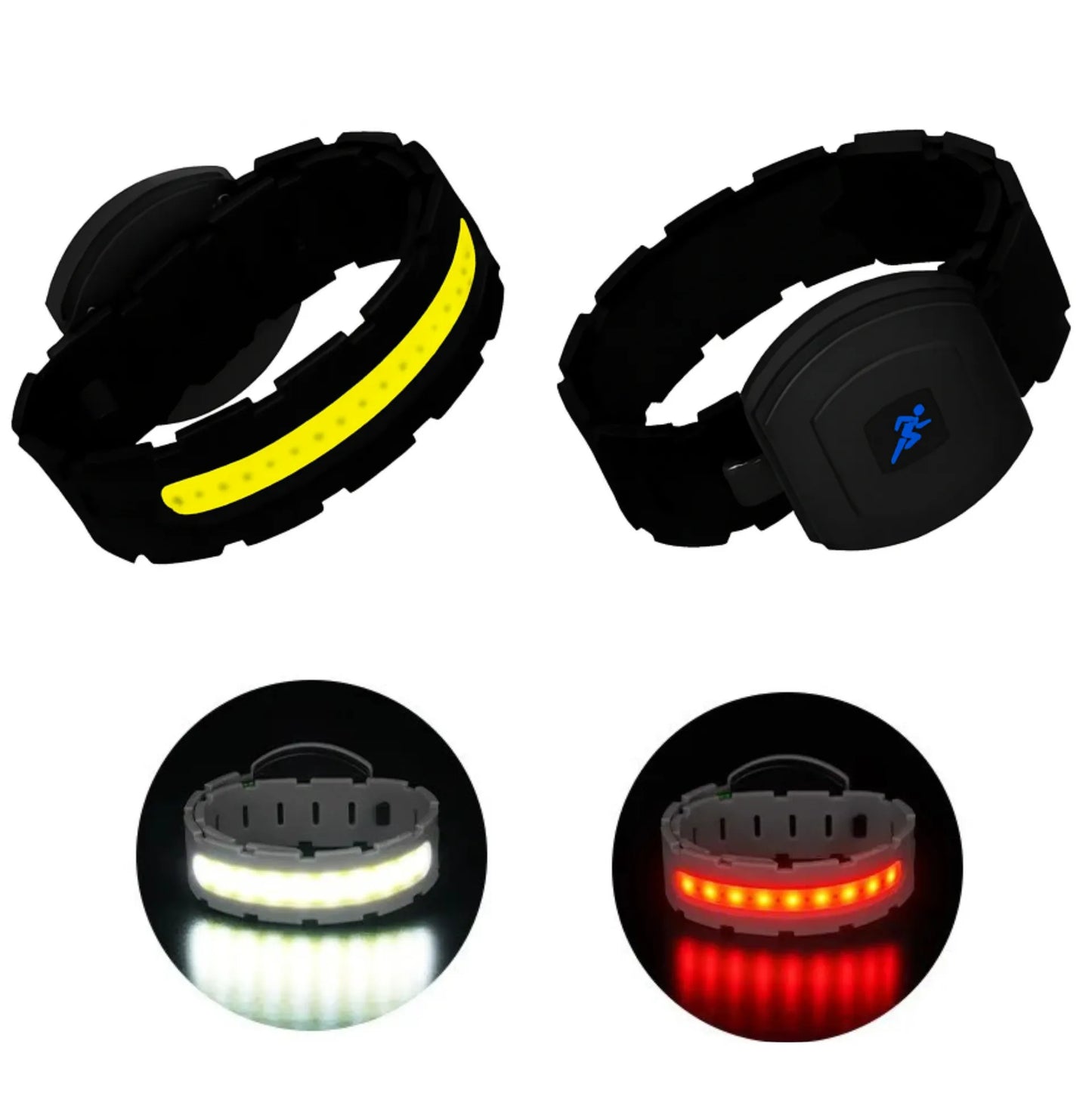 Bracelet lumineux COB LED – USB-C Rechargeable - 3 modes - Course, vélo et sécurité nocturne