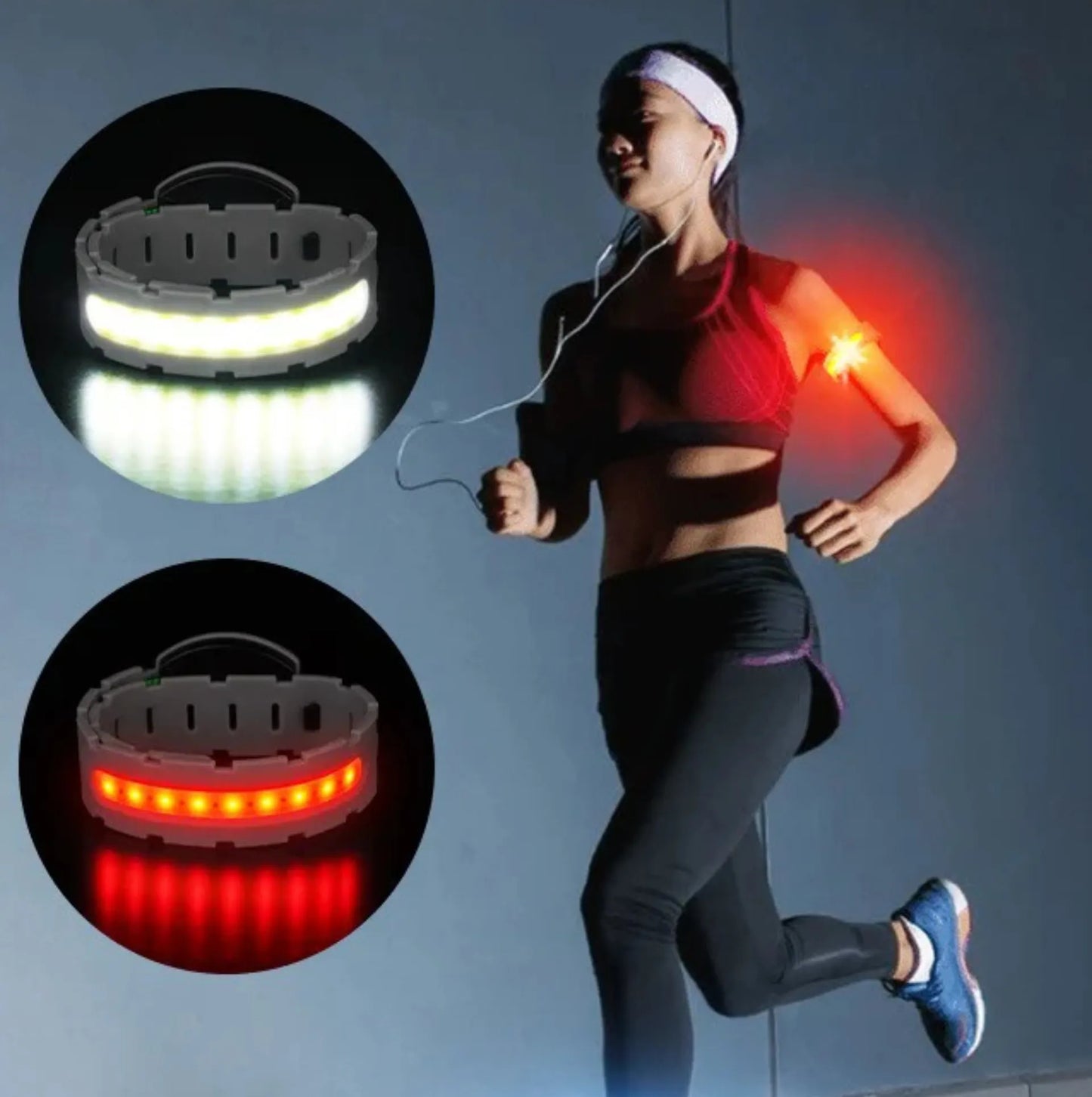 Bracelet lumineux COB LED – USB-C Rechargeable - 3 modes - Course, vélo et sécurité nocturne