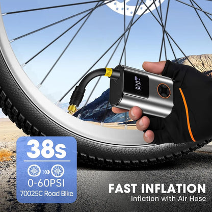 Mini compresseur électrique /Pompe électrique vélo 150 PSI - 6000 mAh - écran LCD