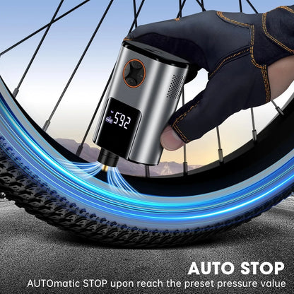Mini compresseur électrique /Pompe électrique vélo 150 PSI - 6000 mAh - écran LCD