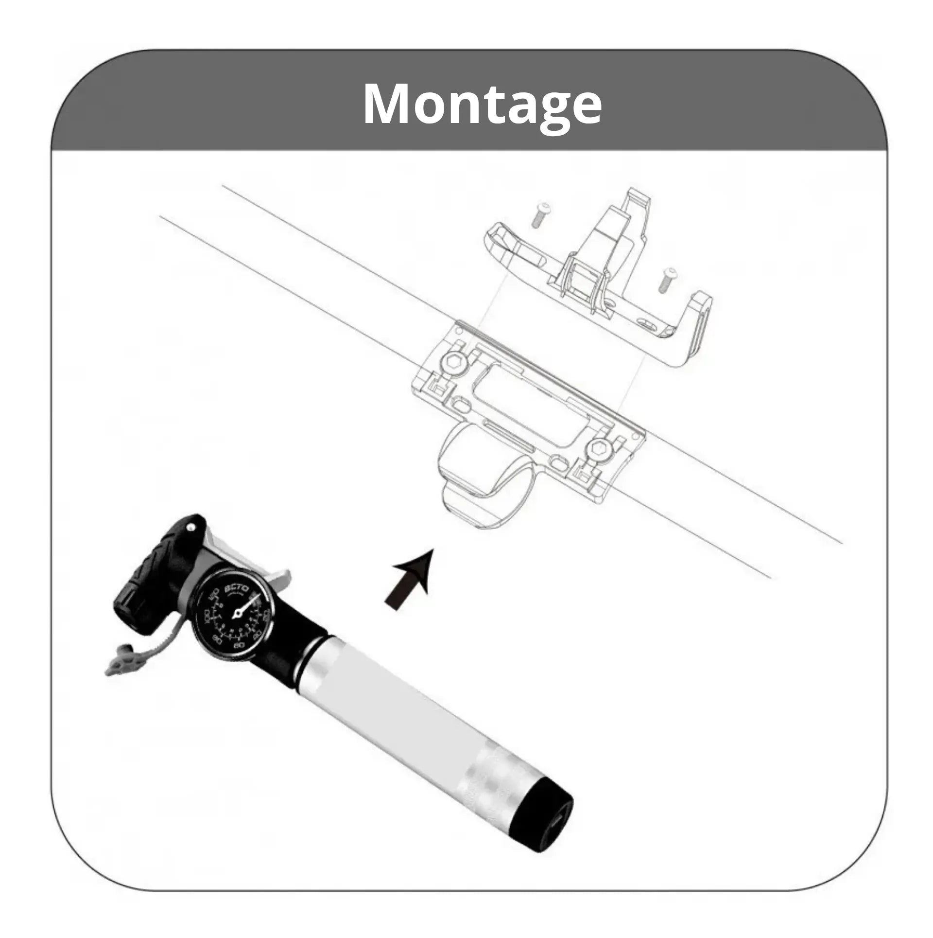 Mini pompe à vélo BETO CRH-030PG – Manomètre intégré – Double valve Presta/Schrader – 120 PSI