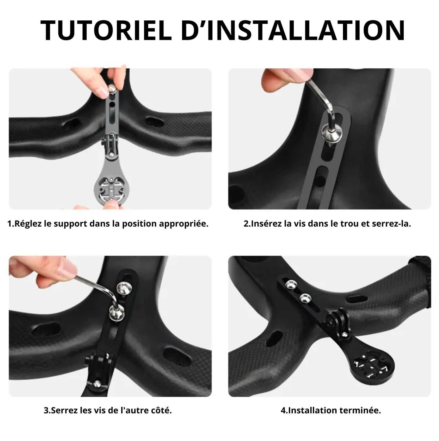 Support compteur Garmin/Wahoo pour cintres aérodynamiques – Fixation sous cintre