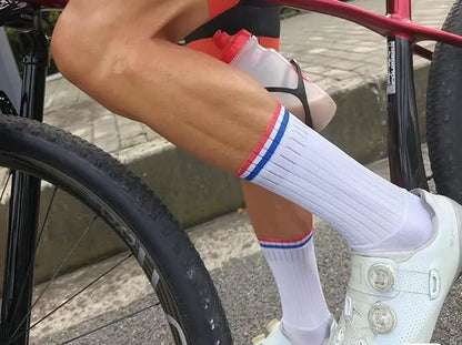 Chaussettes cyclistes France Bleu Blanc Rouge – Compression été haute performance – Taille 39-45