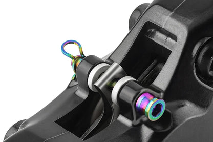 Vis étrier de frein à disque – Titane M4×26 mm – Multicolore – 2 pièces + clips – Route &amp; VTT