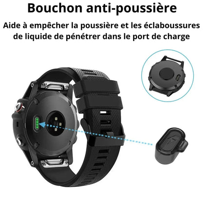 Capuchon anti-poussière pour port de charge Garmin – TPU transparent – Compatible Forerunner, Fenix, Venu, Instinct
