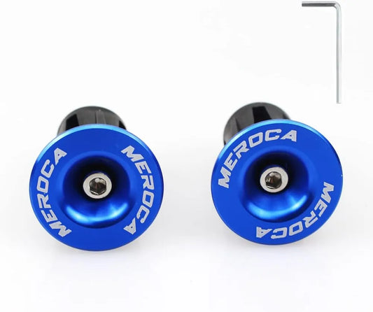 Bouchons de cintre vélo - Alliage AL6061 - 22 à 24 mm - Vis M4 - Bleu - 19 g/paire