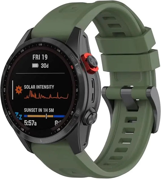 Bracelet de montre en silicone – 20mm / 22mm / 26mm – Compatible Garmin et COROS - Kaki