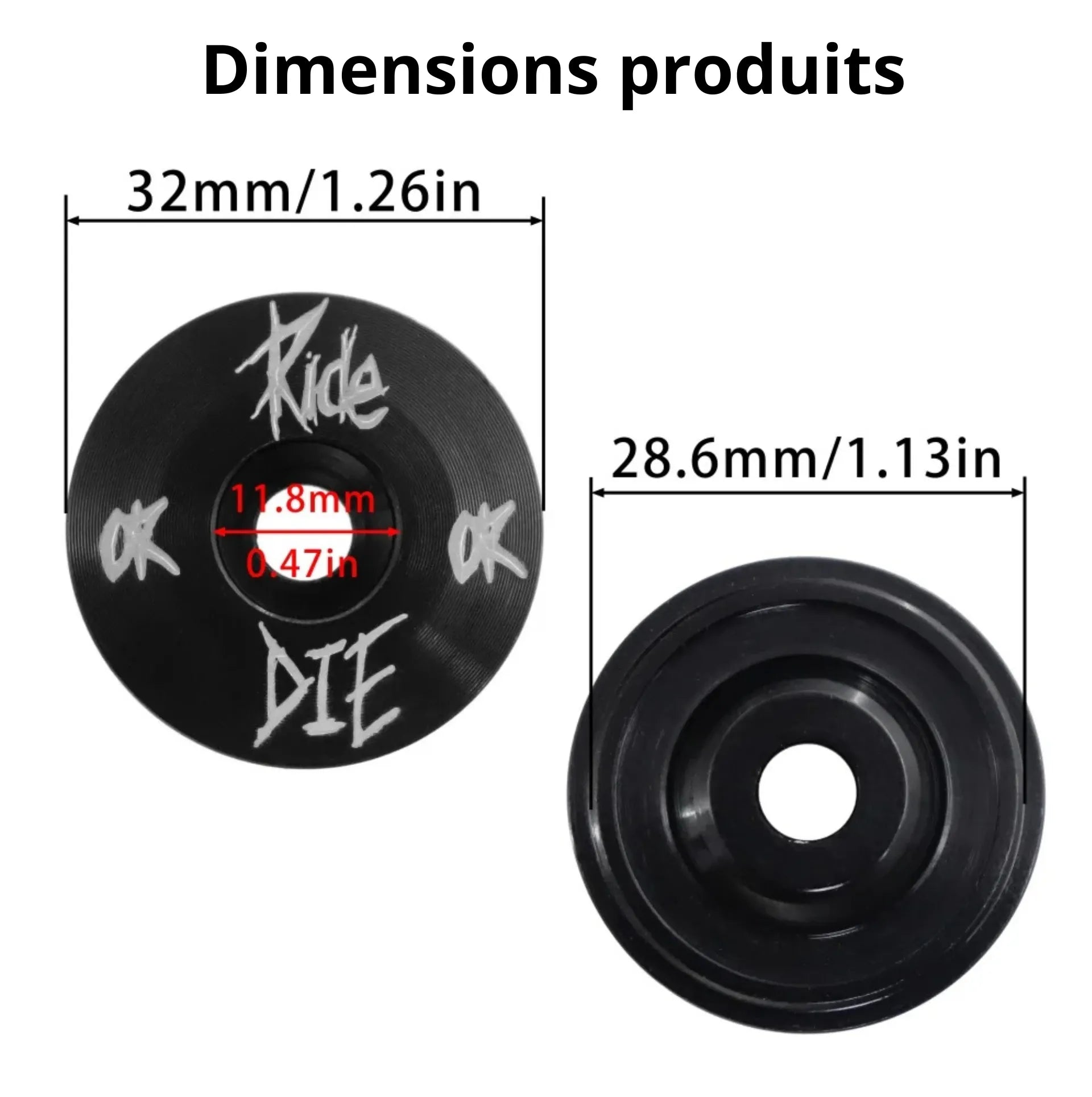 Capuchon de direction "Ride or Die" – Aluminium CNC – Vis titane M6×30 mm – Multicolore – 28,6 mm – 1-1/8"