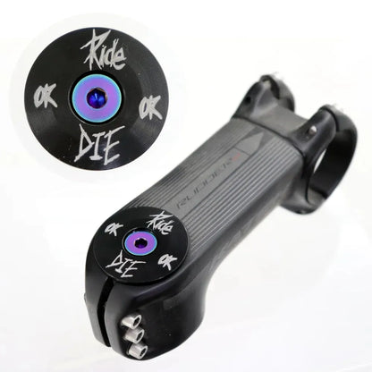 Capuchon de direction "Ride or Die" – Aluminium CNC – Vis titane M6×30 mm – Multicolore – 28,6 mm – 1-1/8"