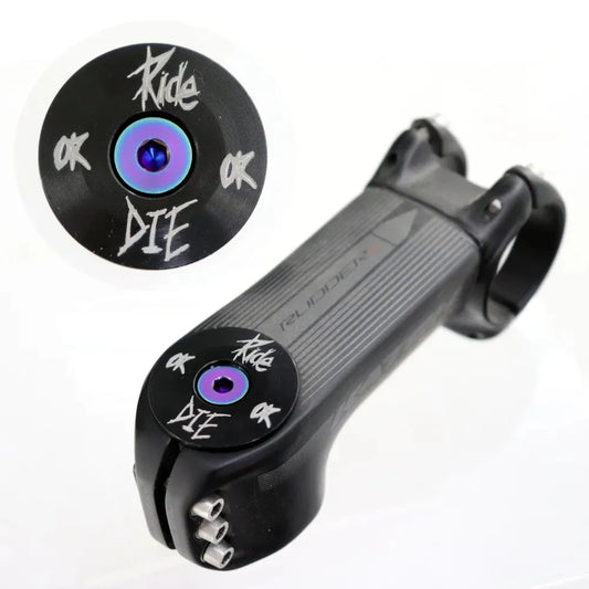 Capuchon de direction "Ride or Die" – Aluminium CNC – Vis titane M6×30 mm – Multicolore – 28,6 mm – 1-1/8"