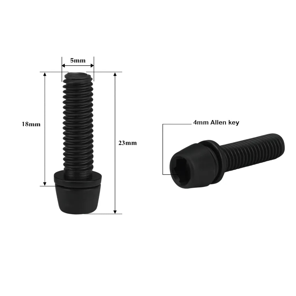 Lot de 6 vis de potence/guidon vélo – Acier allié 10B21 M5 noir