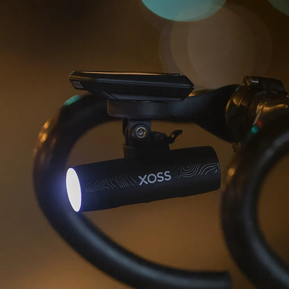 Pack éclairage vélo complet – Phare XOSS XL1200 + Feu arrière USB + Support déporté XL
