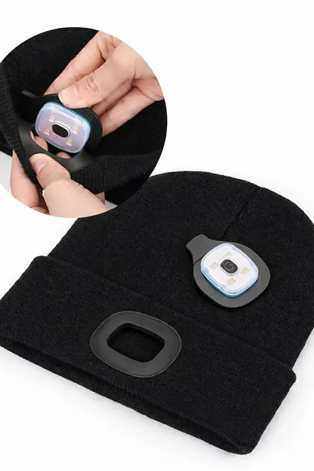 Bonnet unisexe avec lumière LED intégrée amovible - Rechargeable USB (hiver et activités nocturnes)